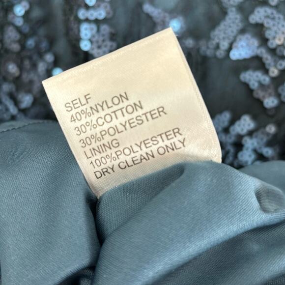 Tadashi Shoji Blue Paillette Embroidered Lace V-Neck Cap Sleeve Dress Size 6 - Picture 7 of 8